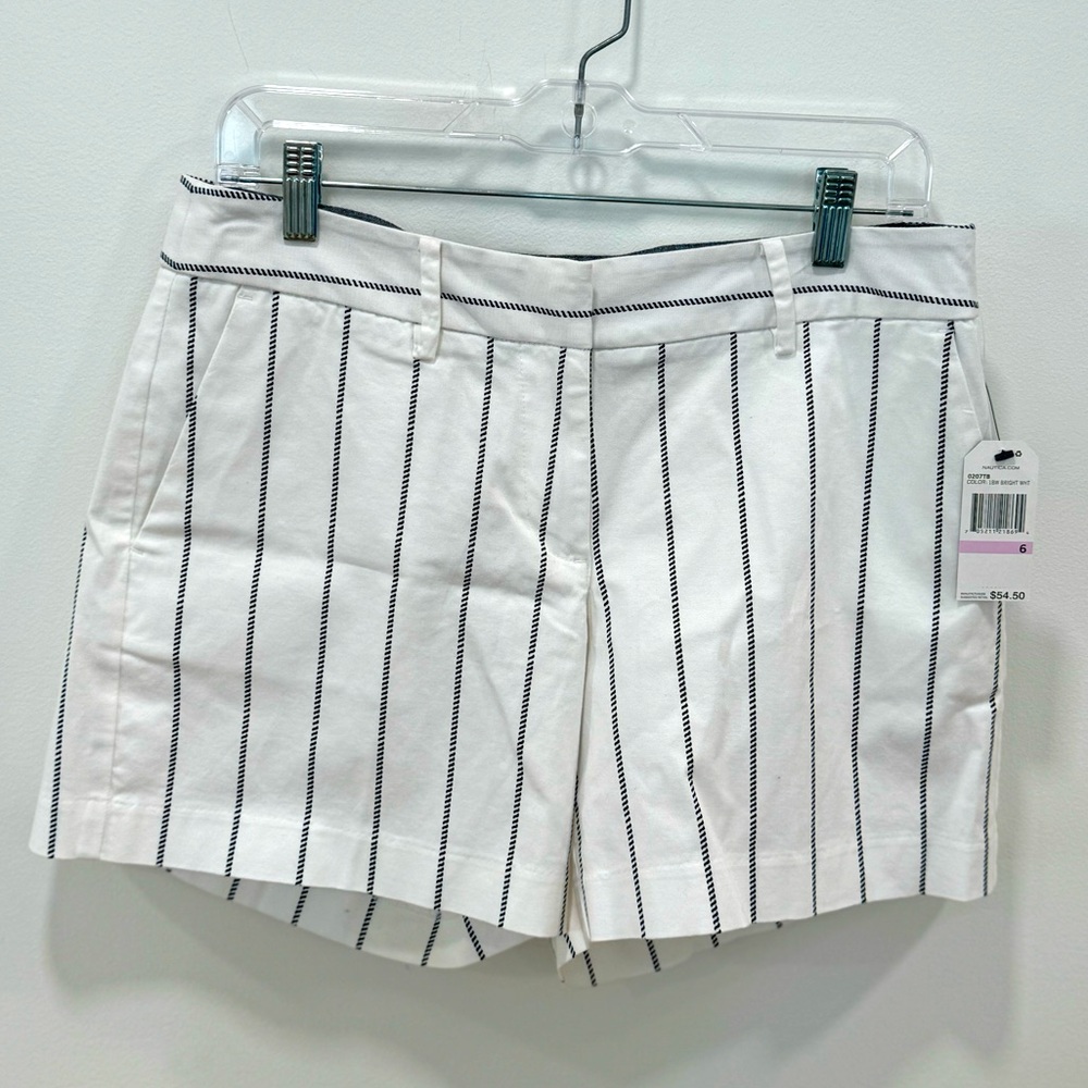 Nautica Womens Shorts Size 6 Striped Rope Print Navy White New With Tags